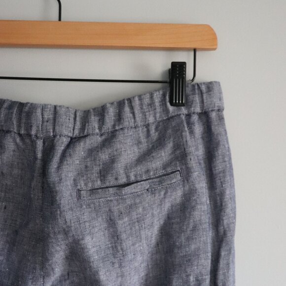 Saks Fifth Avenue 100% Linen Medium Straight Leg Elastic Roll Cuff Trouser Pants - Picture 7 of 11